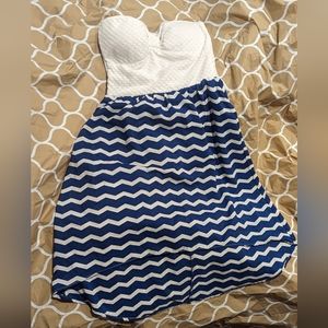 Charlotte Russe blue and white strapless dress, size medium